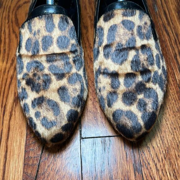 Nine West Black & Gold Leopard Print Loafers Size 7M Ballet Flats Moto Boho Edgy - Picture 14 of 16